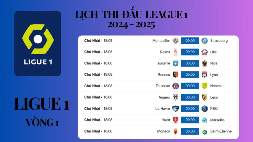 Lịch thi đấu League 1 2024 -2025